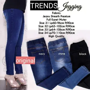 Celana jeans wanita pinggang karet-jeans wanita-jeans pinggang karet kekinian