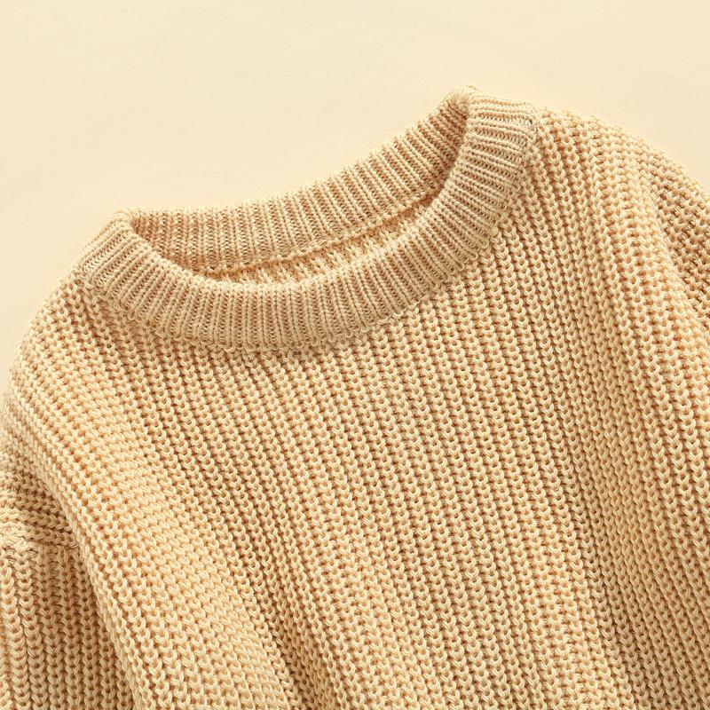 Product Introduction of Baby Solid Color O-neck Sweater Loose Fit Long Sleeve Knitted Pullover for Autumn Winter Casual Clothes 32