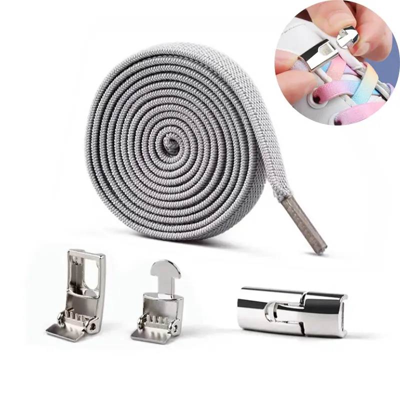 Dây Giày Kim Loại Nhiều Màu, Khóa Cố Định Bền, Có Thể Tái Sử Dụng, Không Buộc, Dây Giày Co Giãn Có Khóa, Dây Giày Phẳng Thông Dụng, Phụ Kiện Giày 6