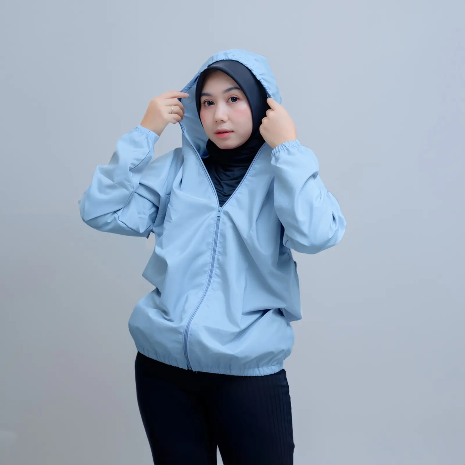 Jaket Parasut Wanita Kekinian Import Basic Korean Style Sport Olahraga Joging Haiking Bersepeda Camp Fitnes / Jaket Waterproof Ukuran Jumbo Size M - L - XL - XXL