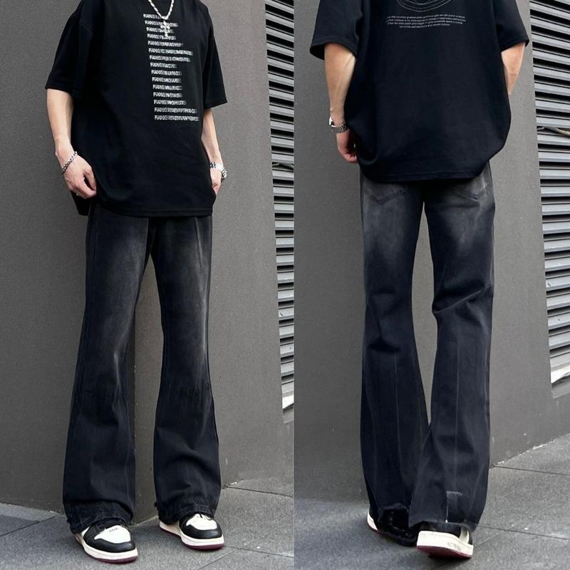 Quần Jean Nam Ống Loe Đen Cạp Cao Top Trending Hàn Quốc 2025 QD659 - Menswear Denim Có Túi