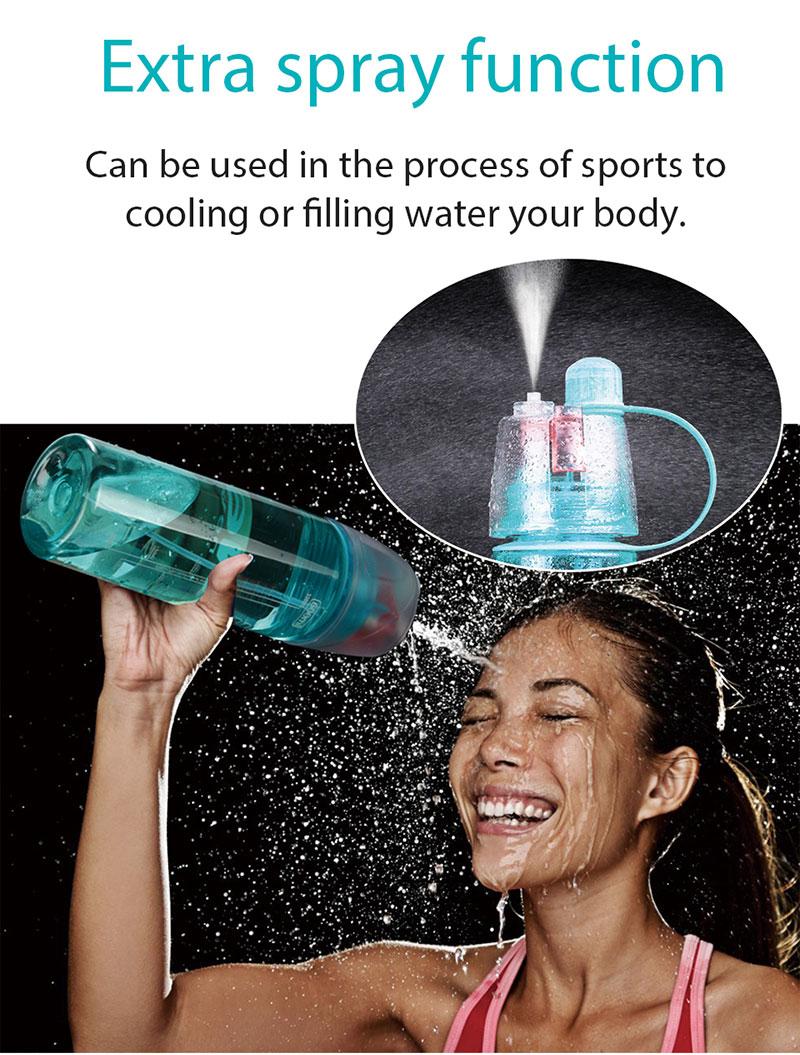 Product Introduction of outdoor sports portable clear 600ml plastic drinking bottle gym bpa free mist spray water bottle for hiking/cycling bottles 5