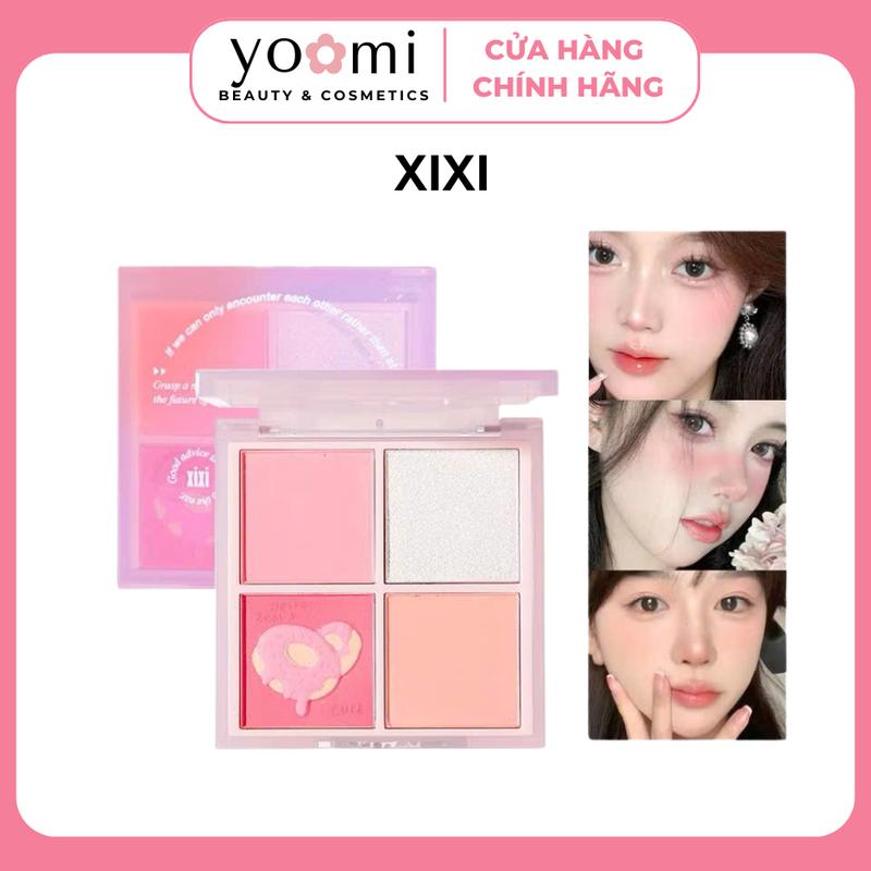 [XIXI NEW] Bảng phấn mắt má hồng XIXI 4 ô nhũ sáng kèm highlight trang điểm tích hợp phấn mắt nhũ lì lấp lánh dành cho người mới học makeup YOOMI Women Nữ Cosmetic Mỹ Phẩm phấn  má blush 06 má  hồng tone lạnh phấn  mắt gogo tales 4