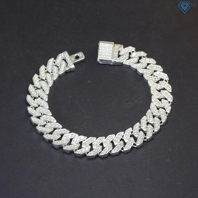 Lắc tay nam bạc cuban bản 11mm đính đá cao cấp LTA0146 - Trang Sức TNJ