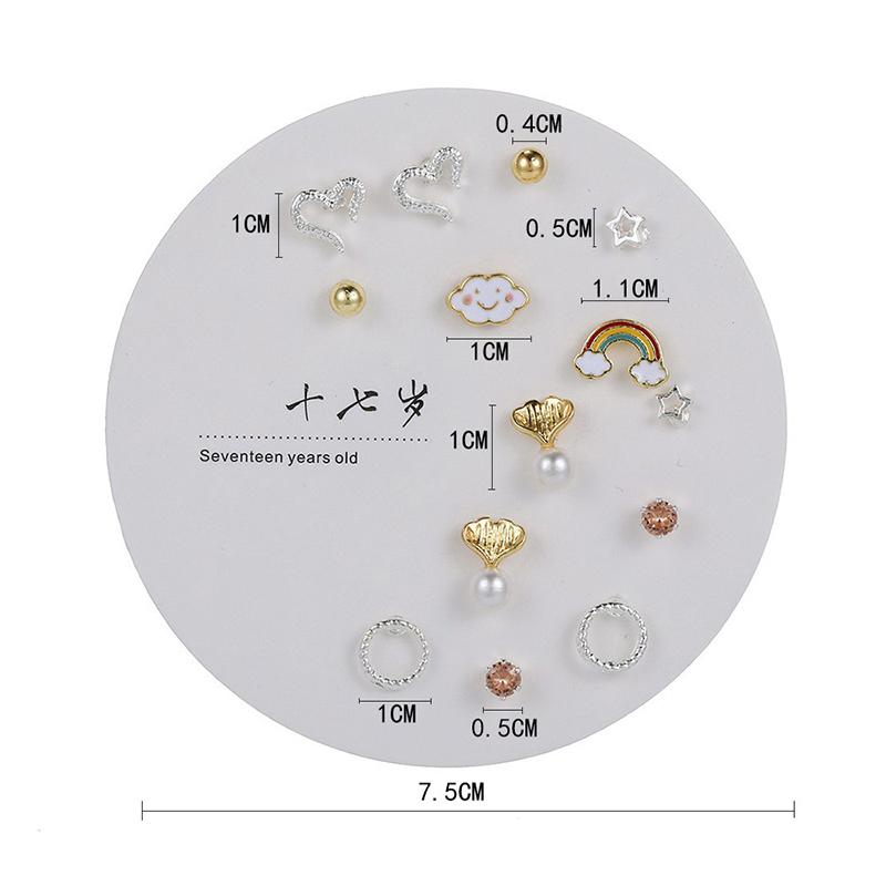 Product Introduction of Bộ Bông Tai Nữ Họa Tiết Nhỏ Thời Trang Hàn Quốc, 7 Đôi, Nhiều Đôi Bông Tai Đinh tán Hình Bướm Dễ Thương Hoa Hoa Tai Women Khuyên Tai 17