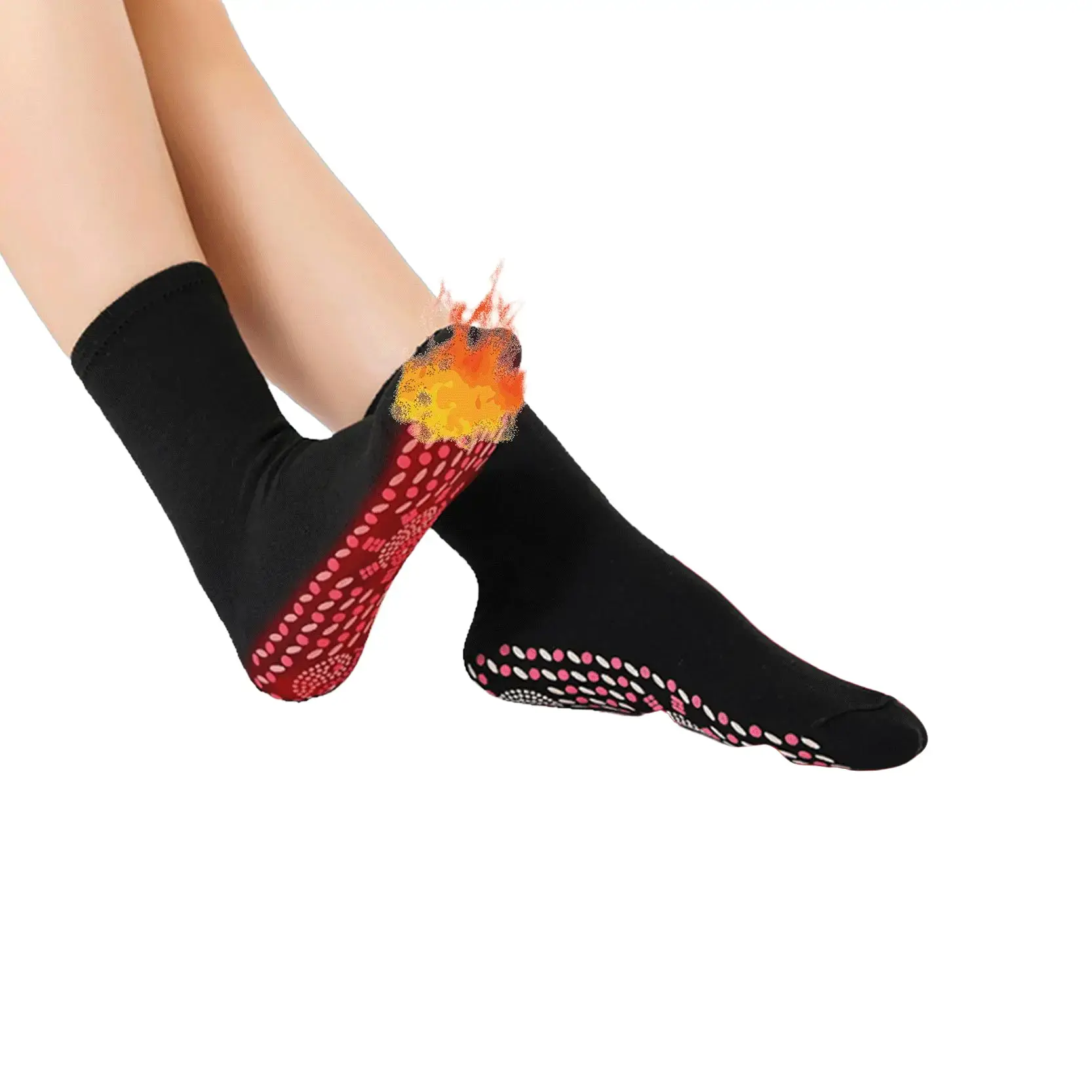KAOS KAKI MAGNETIK Terapi Pemanas Penghangat Telapak Kaki Tourmaline Magnetic Socks Magnet Pendek Pria Panjang  Ankle  Hitam  Wanita  Motif  Casual  Garis Kerja Semata