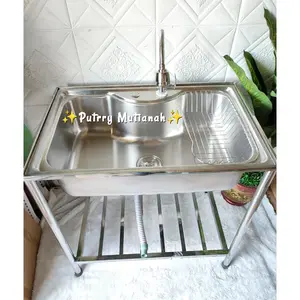 Terlaris paket komplit bak cuci piring wastafel potable  uk 80*50cm kitchen sink wastafel cuci piring selang double