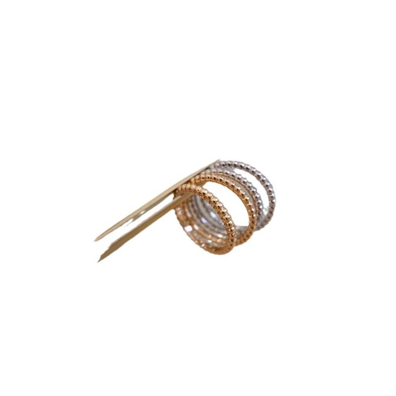 Nhẫn Hạt, Phiên Bản Cao, Dành Cho Nữ, Mạ Vàng Hồng 18K, CNC Chạm Khắc, Nhẫn Hạt Tròn Đôi, Trang Sức Tay, Tháng Mười Một 4