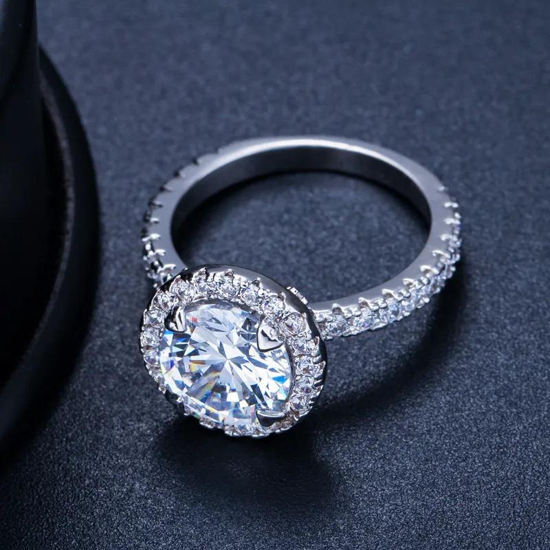 Product Introduction of SEQUITO Luxury 18K White Rose Gold Filled Wedding Band Micro CZ Pave Classic 3CT Round Zirconia Diamond Big Engagement Ring For Women SR043 14