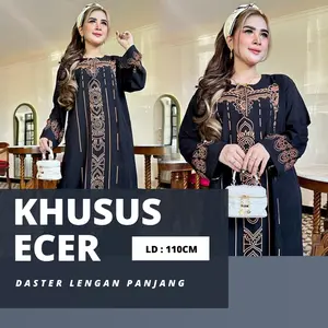 DASTER LENGAN PANJANG IRENGAN LONGDRESS RAYON SUPER BUSUI FRIENDLY Lembut Motif Nyaman Tidur