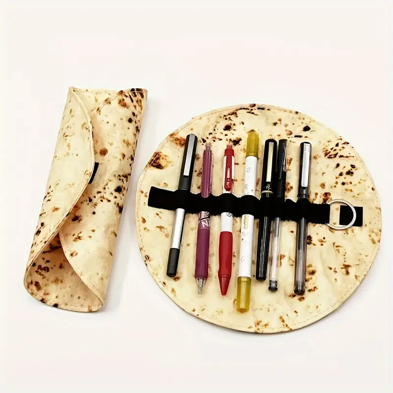 Pancake pencil case, canvas pencil case, portable stationery box, storage bag Happy Eid