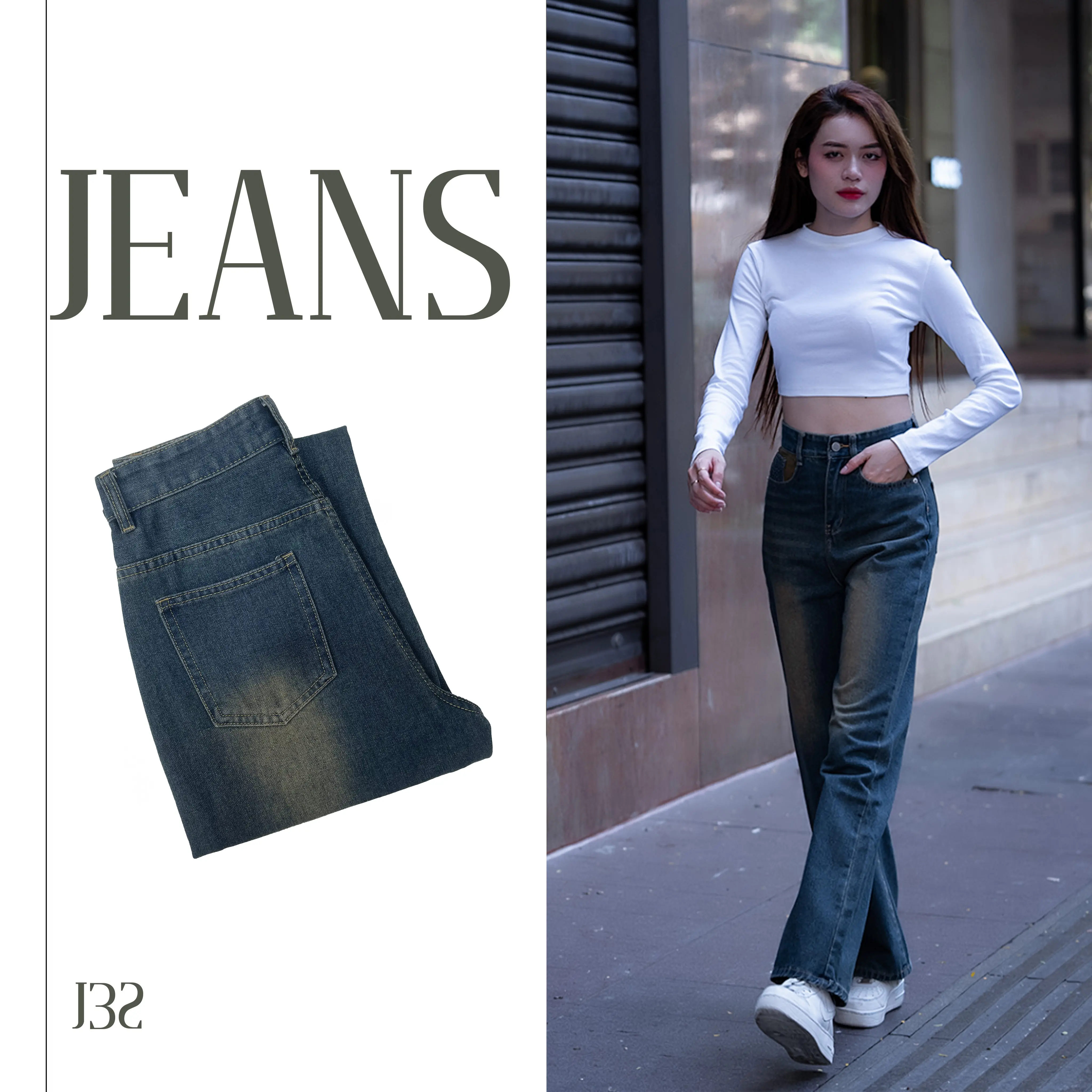 (J - 32 ) Mẫu Quần Jean Nữ Nhã Yến Fashion, ống xuông vải QC điểm nhấn thêu 2 túi trước sau dài 105 Cm ( S - XXL ) Chất Vải Cotton Mịn Nữ Women Pants