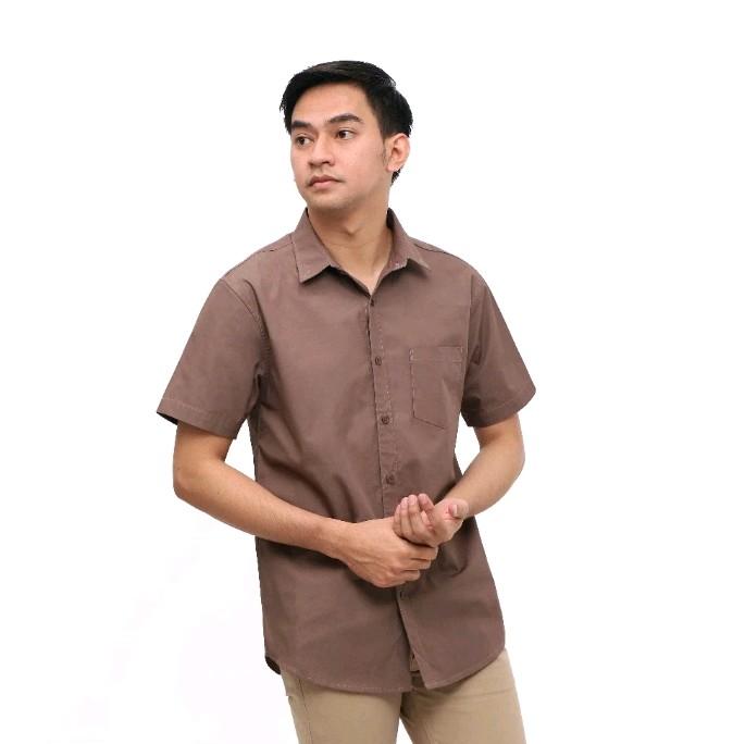 kemeja pria bahan oxford kemeja basic pria lengan pendek Formal Santai Nyaman 5