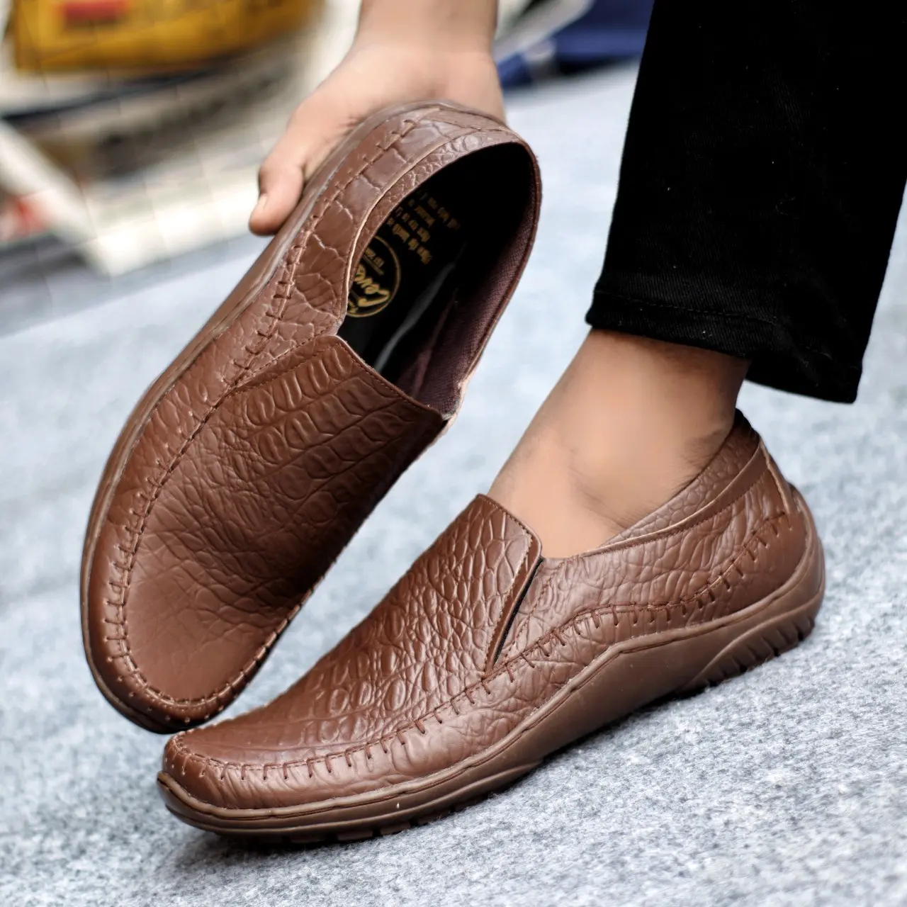 (TIKTOK SHOP) SEPATU KULIT ASLI CEVANY CROCO ORIGINAL SLIP ON PRIA KERJA KANTOR MURAH COWOK FORMAL PESTA PANTOFEL CASUAL SANTAI GAYA KEREN