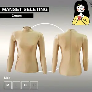 Manset Sleting Lengan Panjang, sukemiah khushi Kaos Atasan Wanita Polos Baju Panjang Nyaman