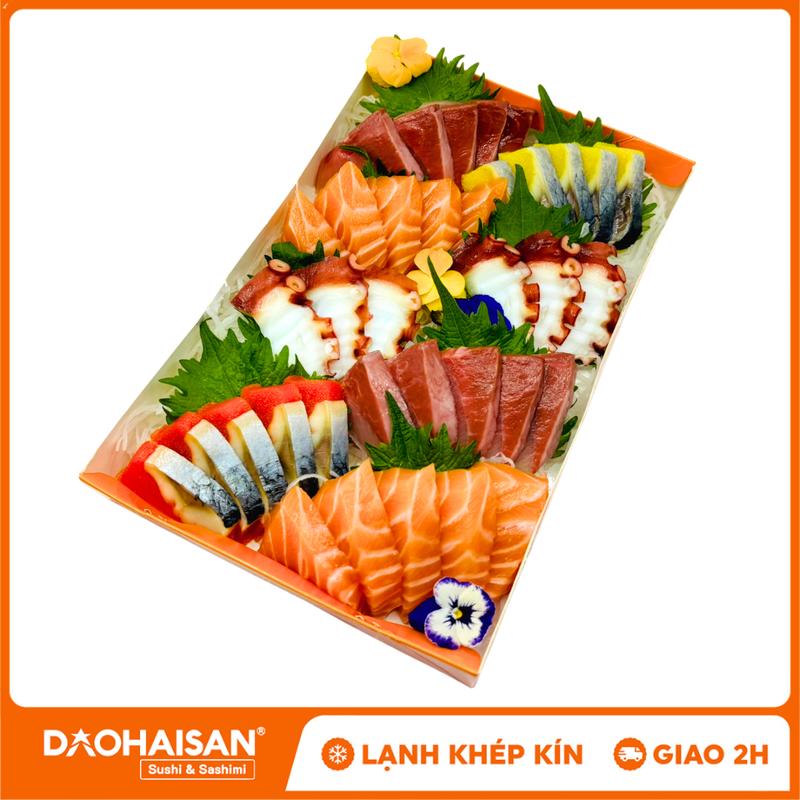 HCM - Giao 2H Sashimi Combo 4B - Cá Hồi Nauy Cá Cam Hamachi Cá Trích Ép Trứng Bạch Tuộc Nhật - Đảo Hải Sản