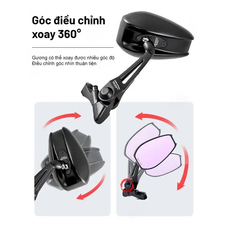 Gương chiếu hậu NAPOLEON mặt kính HỒNG Gắn Xe Máy chống chói hợp kim nhôm gắn xe máy, xe điện 4