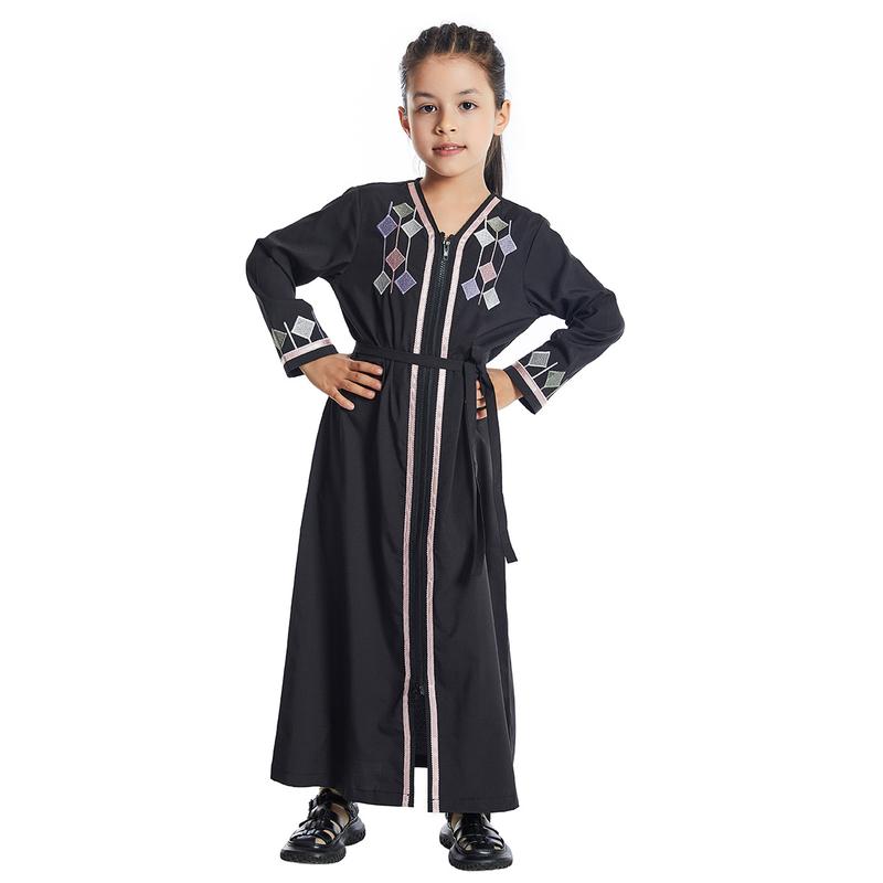 Product Introduction of Girls Kids Abaya Dress Clothing,Floral Printed Gown Children Robe 5