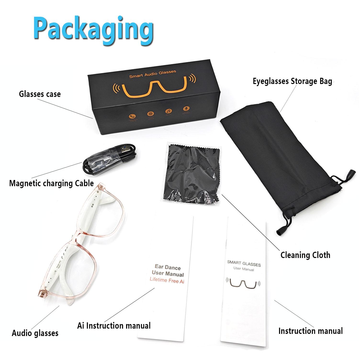 Smart AI translation audio glasses, real-time app translation in over 160 languages, light-sensitive color-changing lenses - Image 3