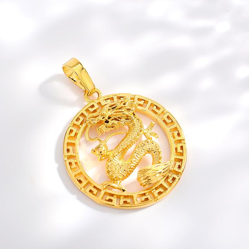 Elegant 18K Gold Sand Patterned Dragon Pendant  Non-Fading Necklace for Men and Women Great Gift for Birthdays and Anniversaries 3