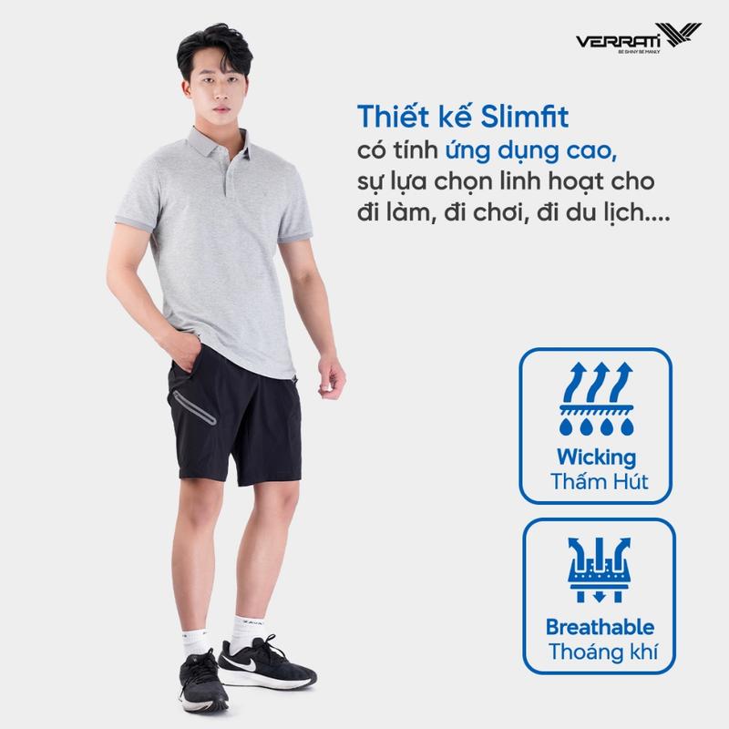 Áo polo nam VERRATI dệt tổ ong chất cotton cao cấp thấm hút, thoáng mát 4003 7