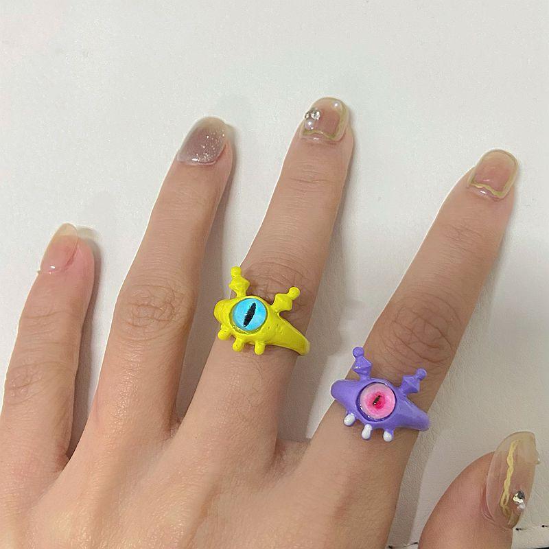 Product Introduction of Cartoon cat little monster boxed alloy open ring personality creative ring Internet celebrity female niche jewelry funny 4