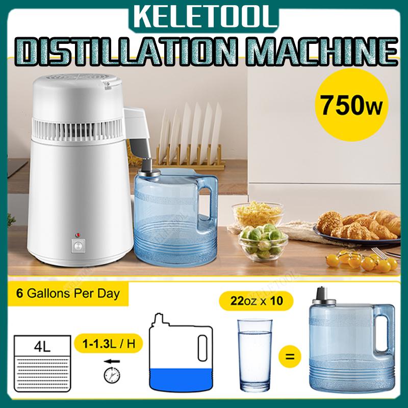 Product Introduction of Water Distiller Distilled Water Machine 750W Pure Water Distilling BPA Free Plastic Container  Water Distillation Kit Button, Countertop Distilled Water Maker for Home dispensers 1