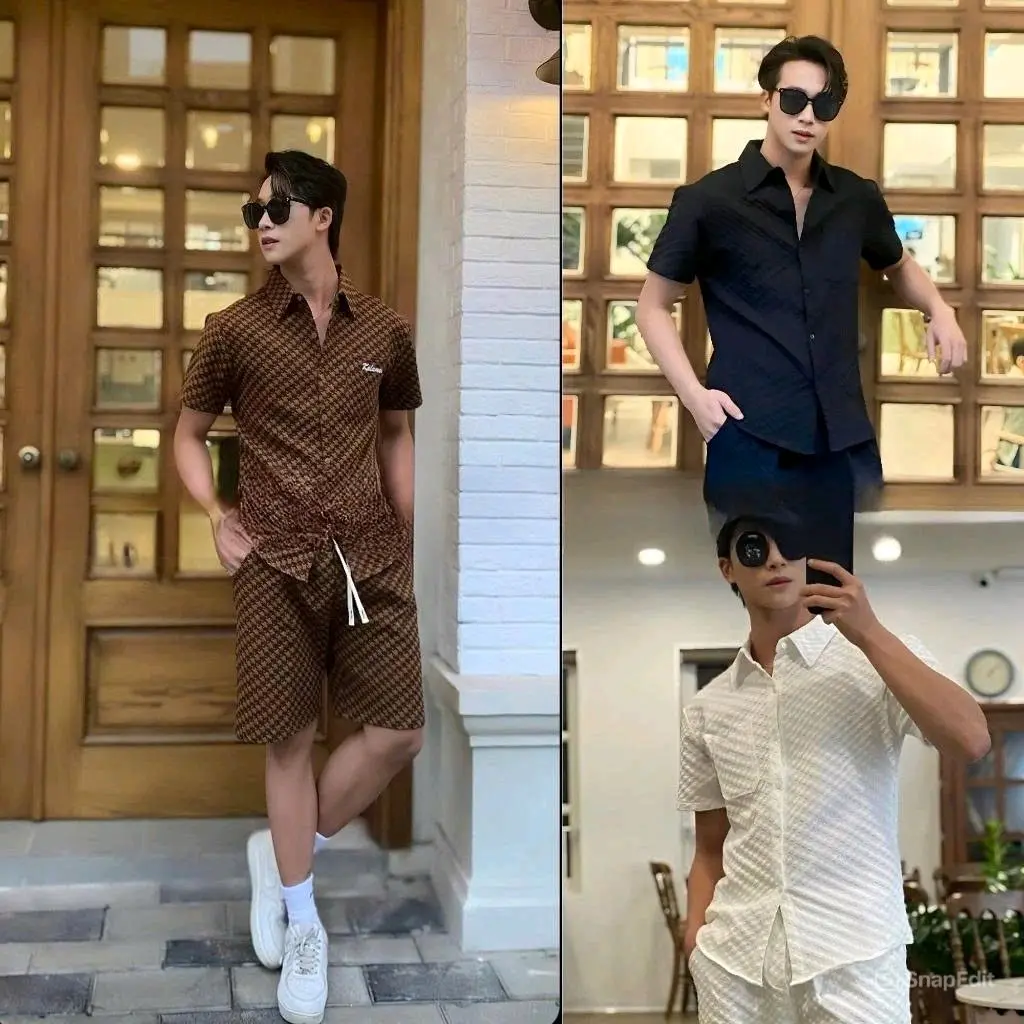 Sét bộ kaki xốp hình thoáng mát trẻ trung cho mùa hè