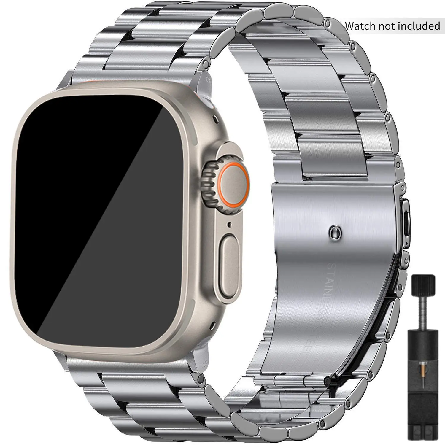Stainless Steel Watch Band (Band Only), Fashion Watch Band for iWatch Series 9 8 7 6 5 4 3 2 1, Smart Watch Accessories