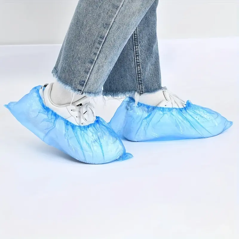100pcs Disposable Shoe Covers - Durable Waterproof Non-Slip Plastic Foot Covers for Home 5