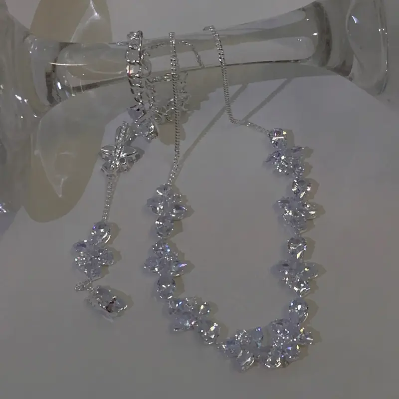 Dây Chuyền Xương Đòn Zircon Bất Đối Xứng Cổ Tích Nước Mắt Đẹp Và Siêu Thanh Lịch, Giá Cả Phải Chăng, Sang Trọng, Thích Hợp Cho Người Sành Điệu, Vòng Cổ Kim Cương Sáng Bóng Tinh Tế Phong Cách Tân Ins Mới 4