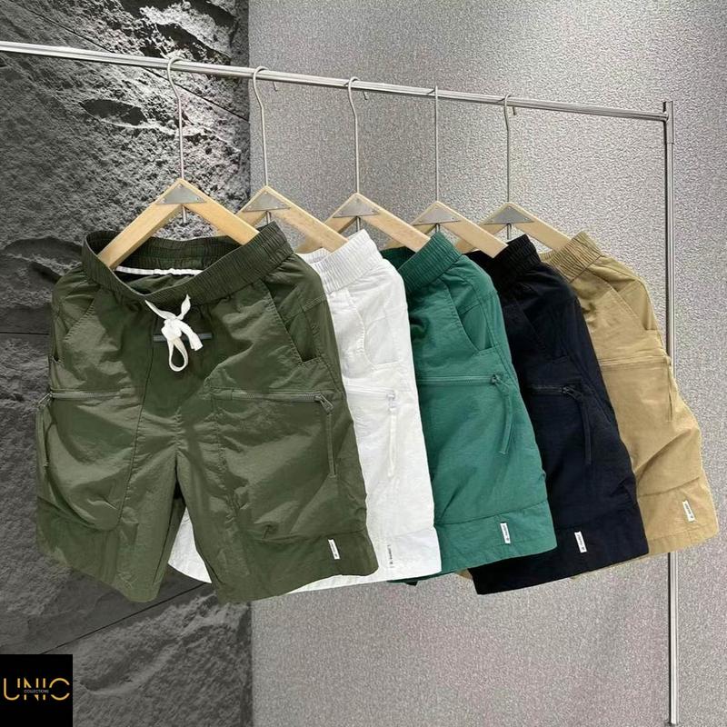 Quần short túi hộp khóa zip răng sấu vải gió hạt nhăn cao cấp, siêu nhẹ, nhanh khô Menswear Nam