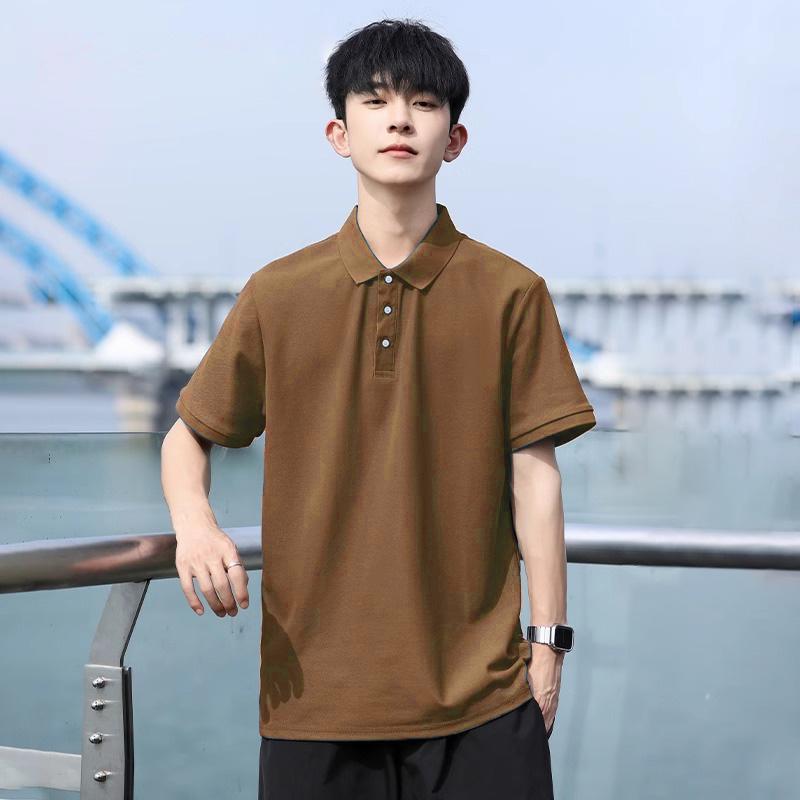 Product Introduction of OTHERWAY Men's Solid Color Polo Shirt for Men Unisex Casual Short Sleeve T-shirt Clothing Collared Plain Top Business Outfits Menswear Lingerie Beige Human Top 21