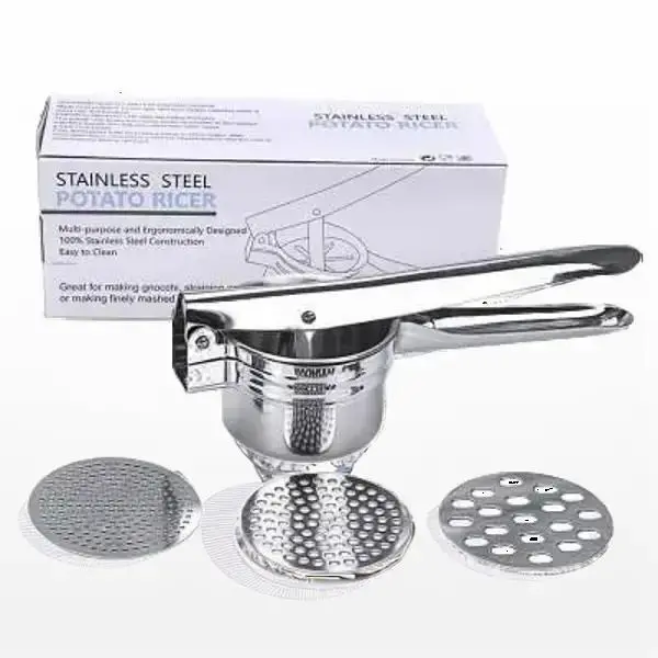 Dụng cụ nghiền khoai tây, ép củ quả, làm bún mì 3 vỉ khuôn (Inox) - Potato Masher Ricer
