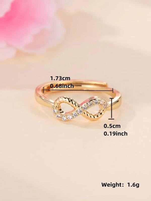 Summer 2024 Fashion Hollow Out Design Rhinestone Inlaid Ring, Infinity Ring, Simple Jewelry for Party, Club, Casual Trendy Accessories for Women & Girl, Birthday Gifts 5