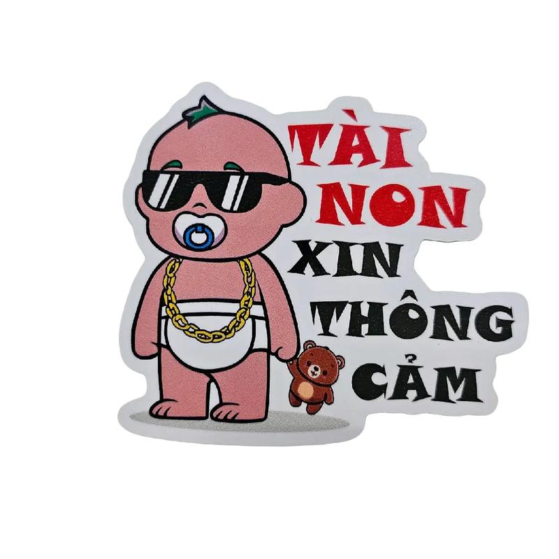 Tem logo sticker tài non xin thông cảm dán trang trí xe máy, xe ba gác, xe hơi, xe tải, các loại xe Nhãn Dán Decal