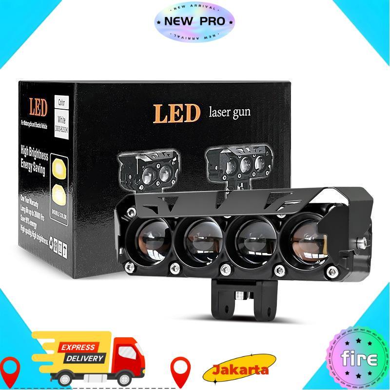 【COD,Kirim Sekarang】 【FREE SAKLAR】12V / 24V Devil Lampu Sorot Tembak Mobil Lampu LED Tembak Sorot D3 SQL Lampu Tembak Sorot LED Laser 3 Mata 4 Mata 80 Watt 2 Warna Putih Kuning 0