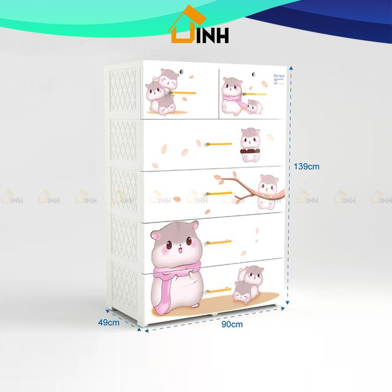 Tủ nhựa quần áo 5 tầng Deli Max Qui Phúc ngang 90cm