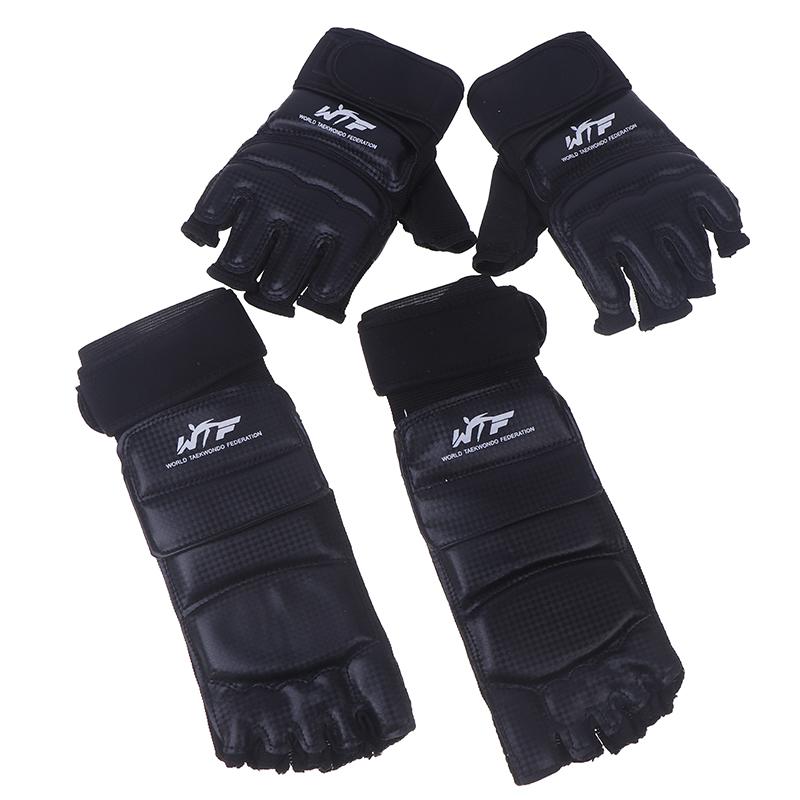 Găng Tay Karate, 1 Đôi, Thiết Bị Võ Thuật Taekwondo, Găng Tay Chân Da, Bảo Vệ Nửa Ngón Tay Thích Hợp Cho Đấm Bốc, Bảo Vệ Tay Và Chân 8
