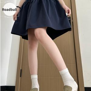 ROADBULL日本のスタイルのダークブルーハーフスカート,女性用,2026お新年の新作,ハイウエストAラインショートスカート,小柄な方向け,ワークウェア風ミディスカート