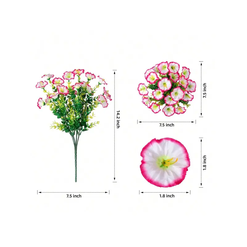 Artificial outdoor flowers and plants for spring and summer decoration, outdoor silk morning glory artificial flowers, UV resistant appearance, front door courtyard porch courtyard window balcony gifts, garden decoration, outdoor plants  Multicolor 3