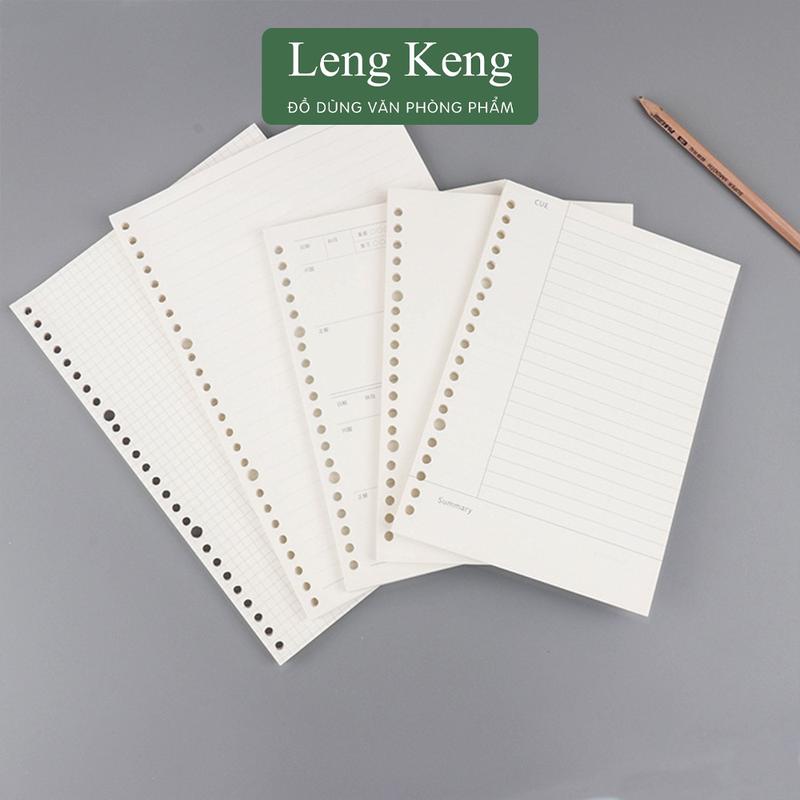 Ruột sổ còng văn phòng phẩm LENG KENG giấy refill A5 B5 A4 cho sổ planner bullet journal