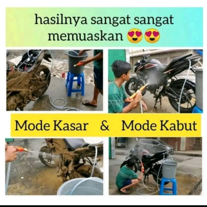 Bisa Mode Kasar & Kabut Mesin Terbaru 340psi 100W 23.4 bar 8lpm Alat Cuci Motor ADAPTOR FREE 5