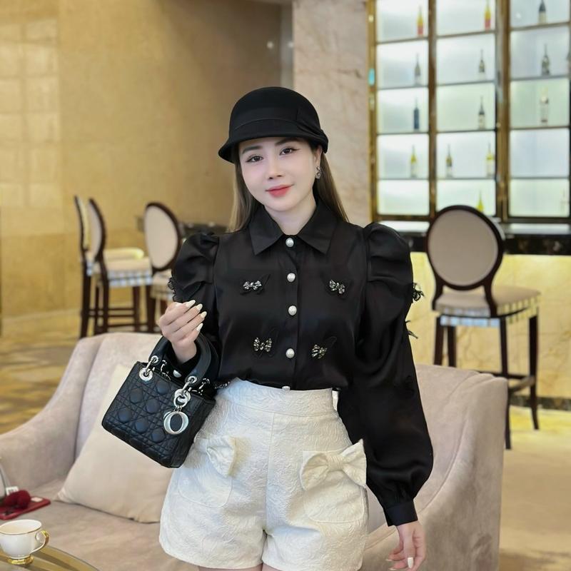 Sơ mi thiên tơ hoạ tiết bướm nổi hàng siêu cấp QC 0