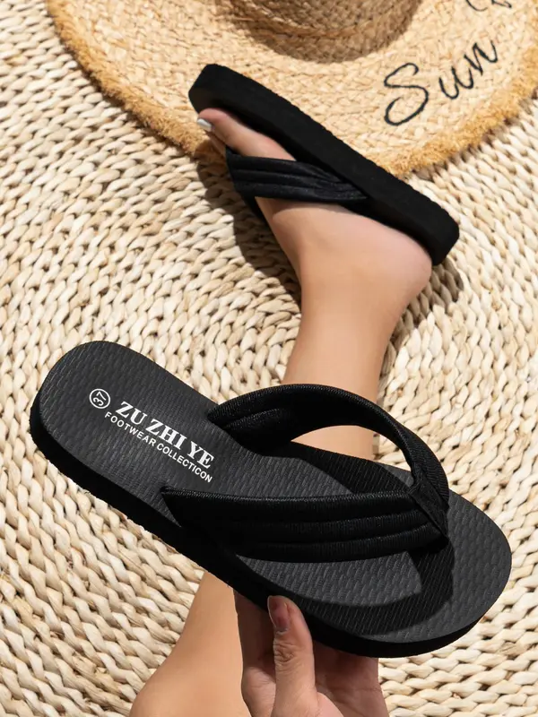 Women's Summer 2024 Simple Style Flip Flops, Casual Trendy Flip Flops, Fashionable Flip Flops for Beach Footwear, Comfort Nice Choice Walking Shoes for Holiday Vacation for Girl 1