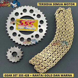 GIR GEAR SET GEARSET SSS 428 415 CB CBR 150 SONIC VIXION R15 SATRIA FU 150 VERZA RXK RX KING RXKING RXZ JUPITER MX KING TIGER JUPITER Z VEGA F1ZR MEGAPRO SUPRA R15 V3 V4 M KLX 150 DTRACKER CRF 150 XSR MT15 VIXION R BYSON SUPRA REVO KARISMA BLADE WIN NINJA