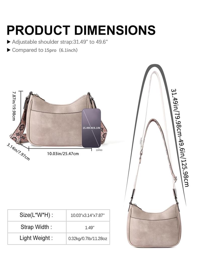 Product Introduction of Women's Checked Pattern Crossbody Bag, Fashionable PU Leather Hobo Bag with Adjustable Strap, Casual Versatile Shoulder Bag for Daily Used 6