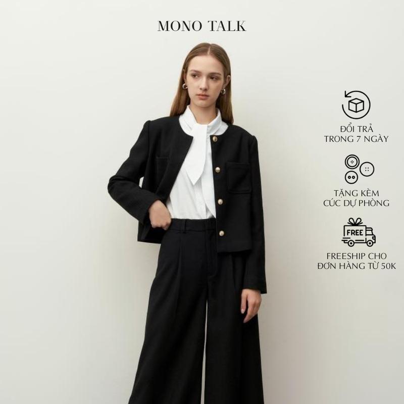 Áo Khoác Blazer MONO TALK dáng vừa túi hộp, cúc vàng đồng MOF23W-T50002TK