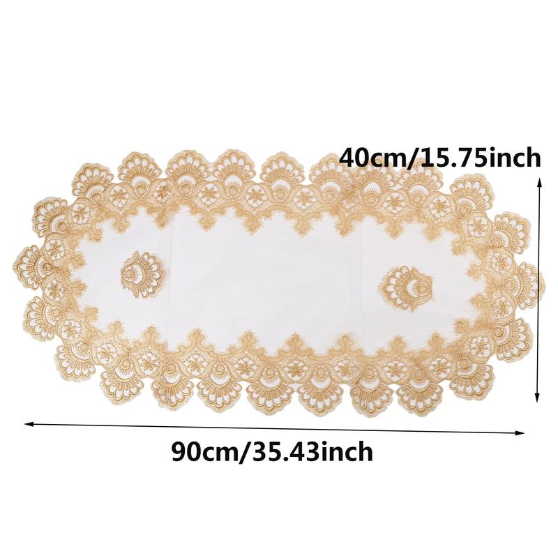 Product Introduction of Elegant Table Center Decor for Home, Oval Lace Trimmed Table Runner, Floral Pattern Wedding Dining Table Cloth 15