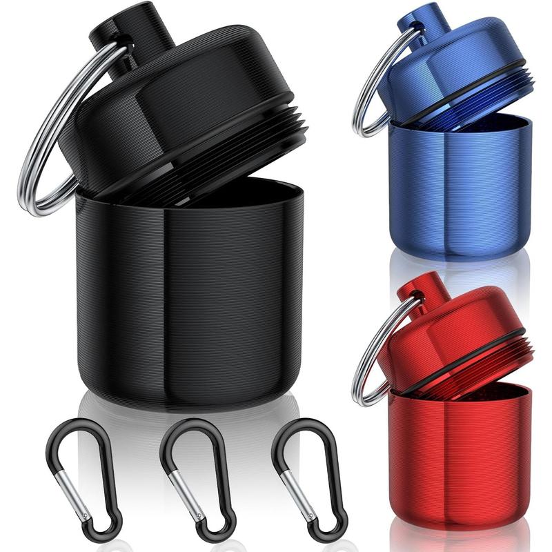 Ear Plug Container Key Ring Small Pill Case, (3 Pack) Keychain Pill Holder with Strong Carabiners ...